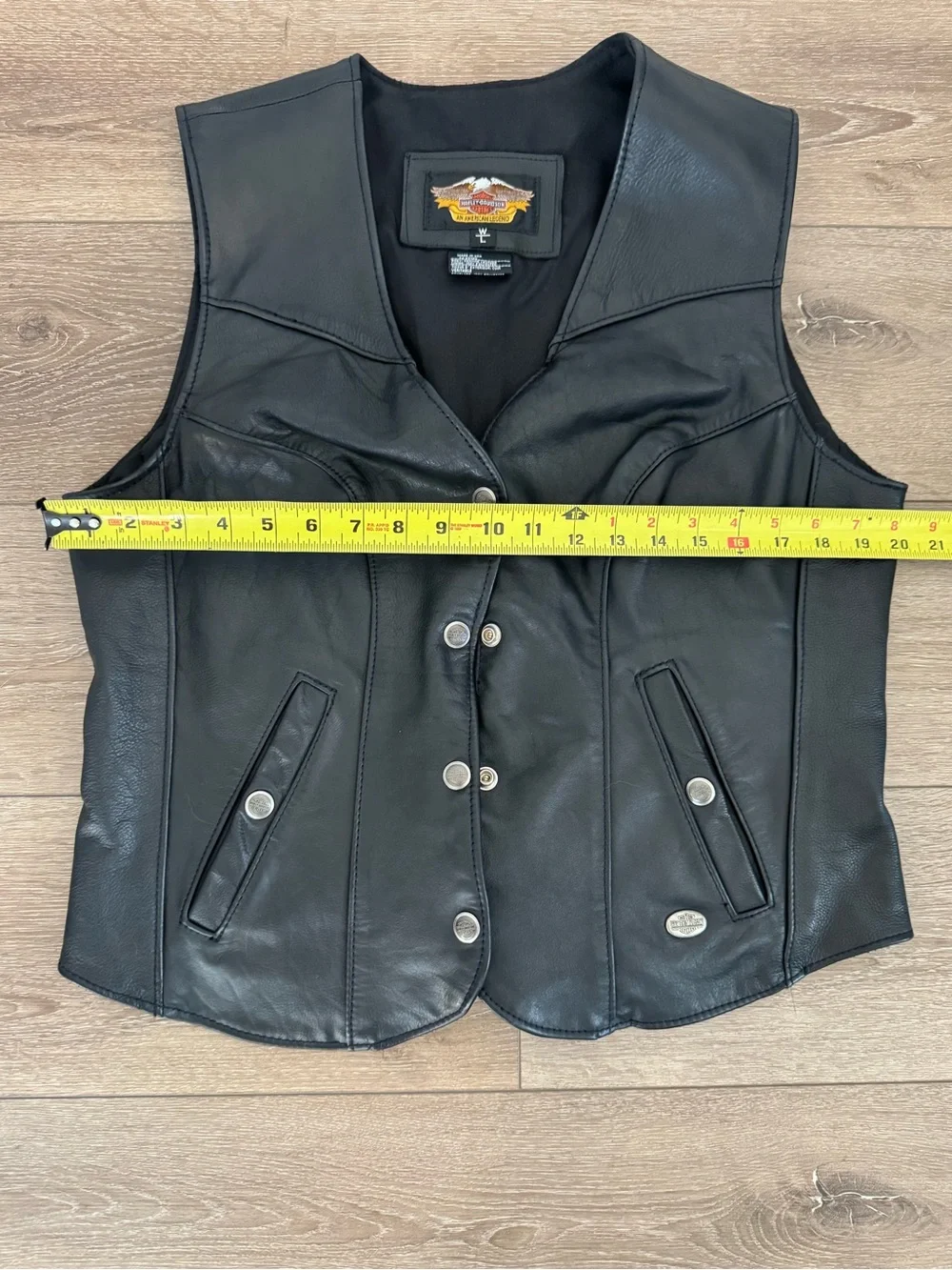 Harley-Davidson Women's Black Genuine Leather Motorcycle Vest USA Made Large